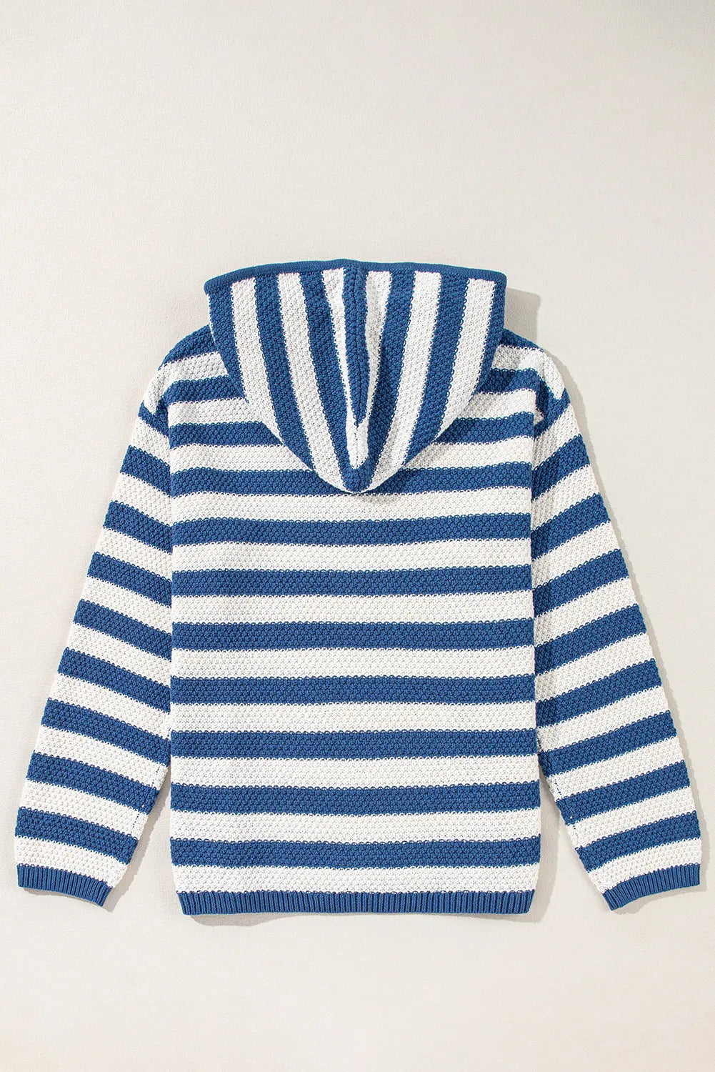 Drawstring Striped Long Sleeve Hooded Sweater - The Daily Makeover