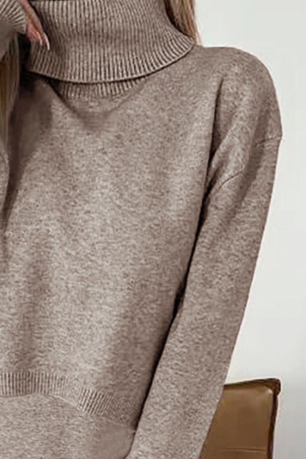 Turtleneck Dropped Shoulder Sweater and Midi Dress Sweater Set - The Daily Makeover