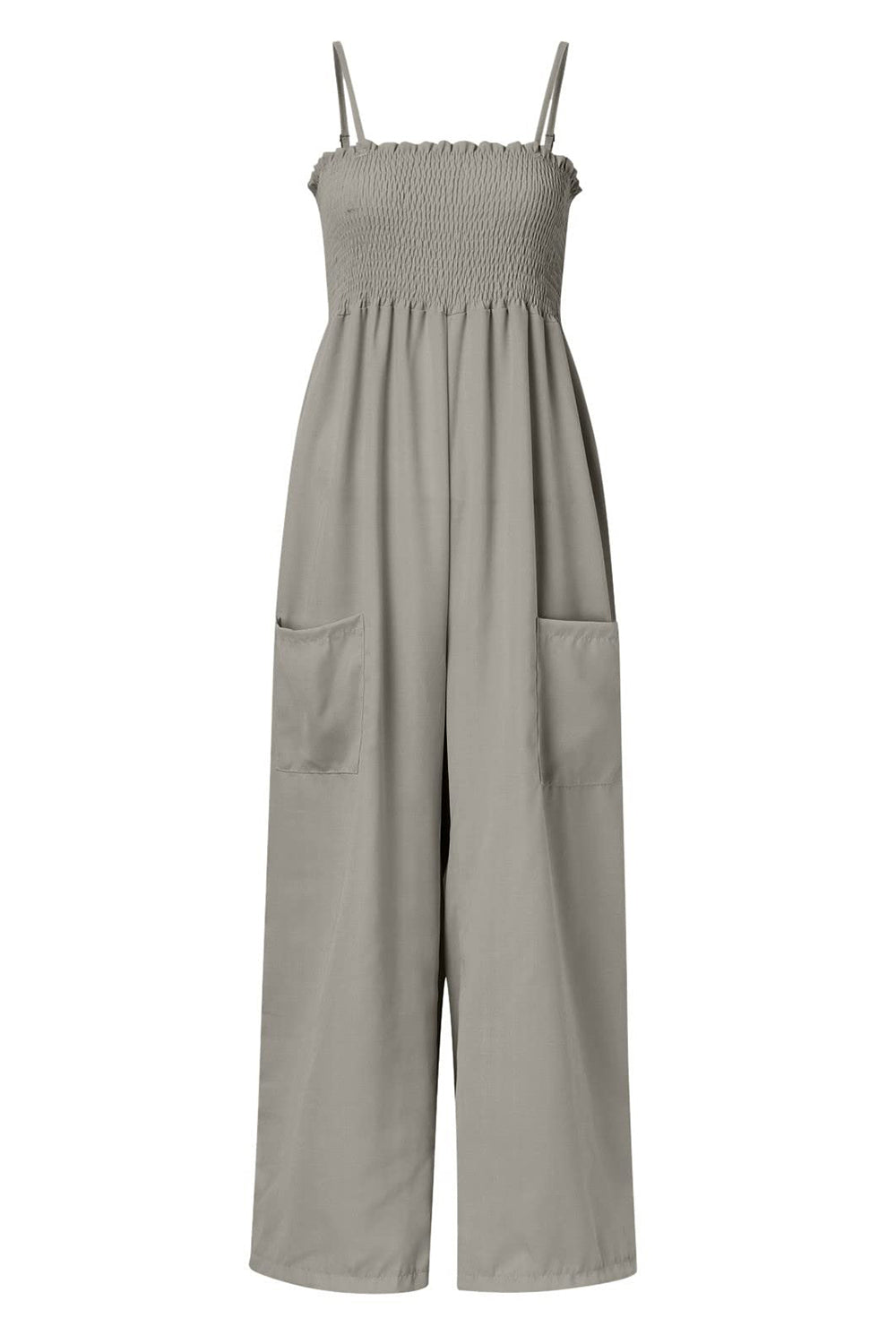 Smocked Spaghetti Strap Wide Leg Jumpsuit - The Daily Makeover