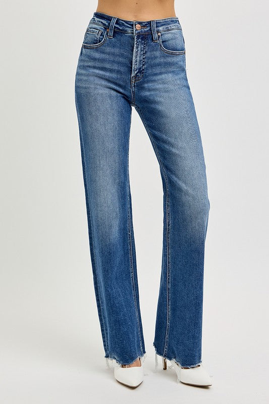 RISEN Tummy Control High Rise Raw Cut Jeans - The Daily Makeover