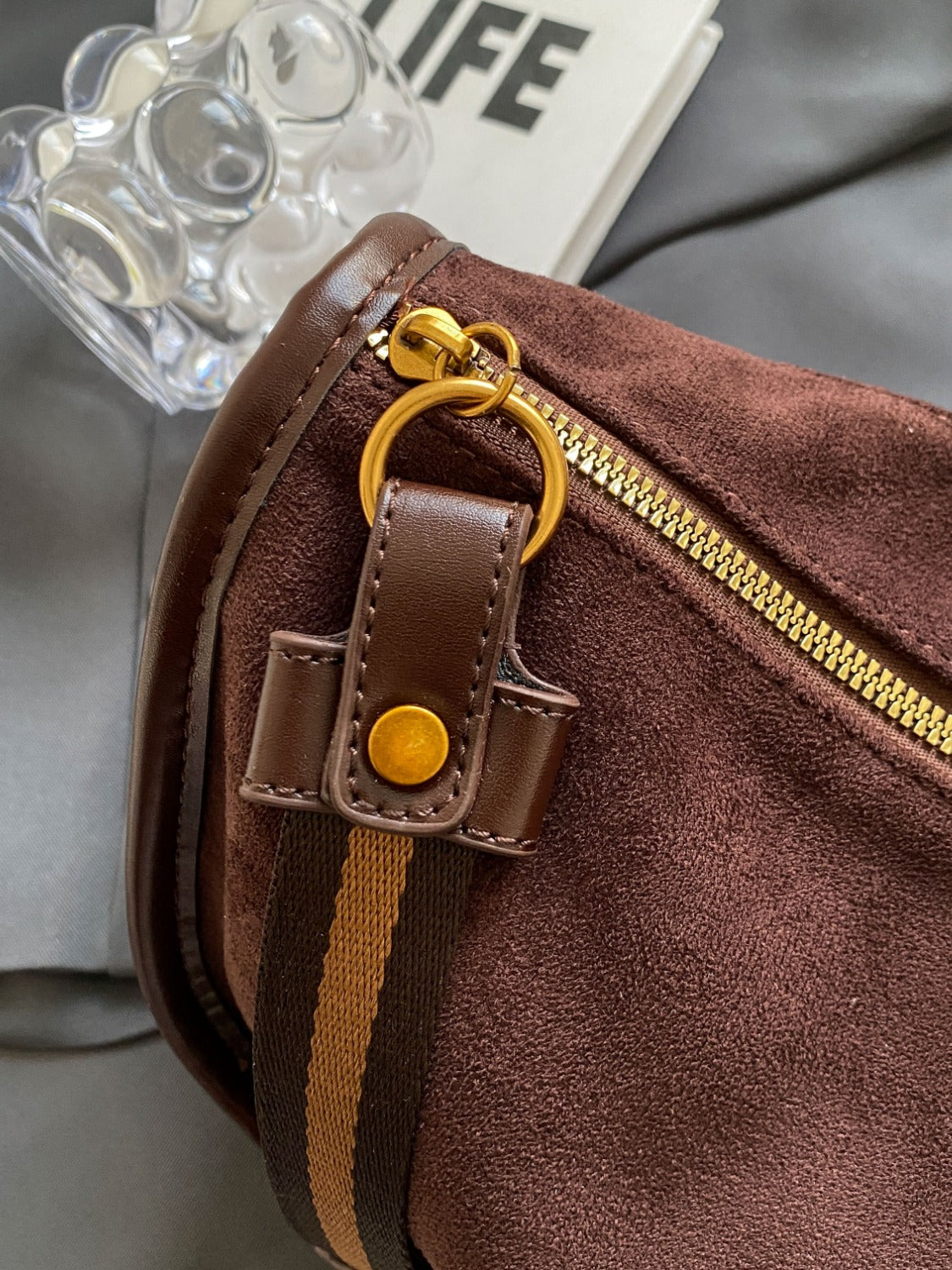 Suede Adjustable Strap Shoulder Bag - The Daily Makeover