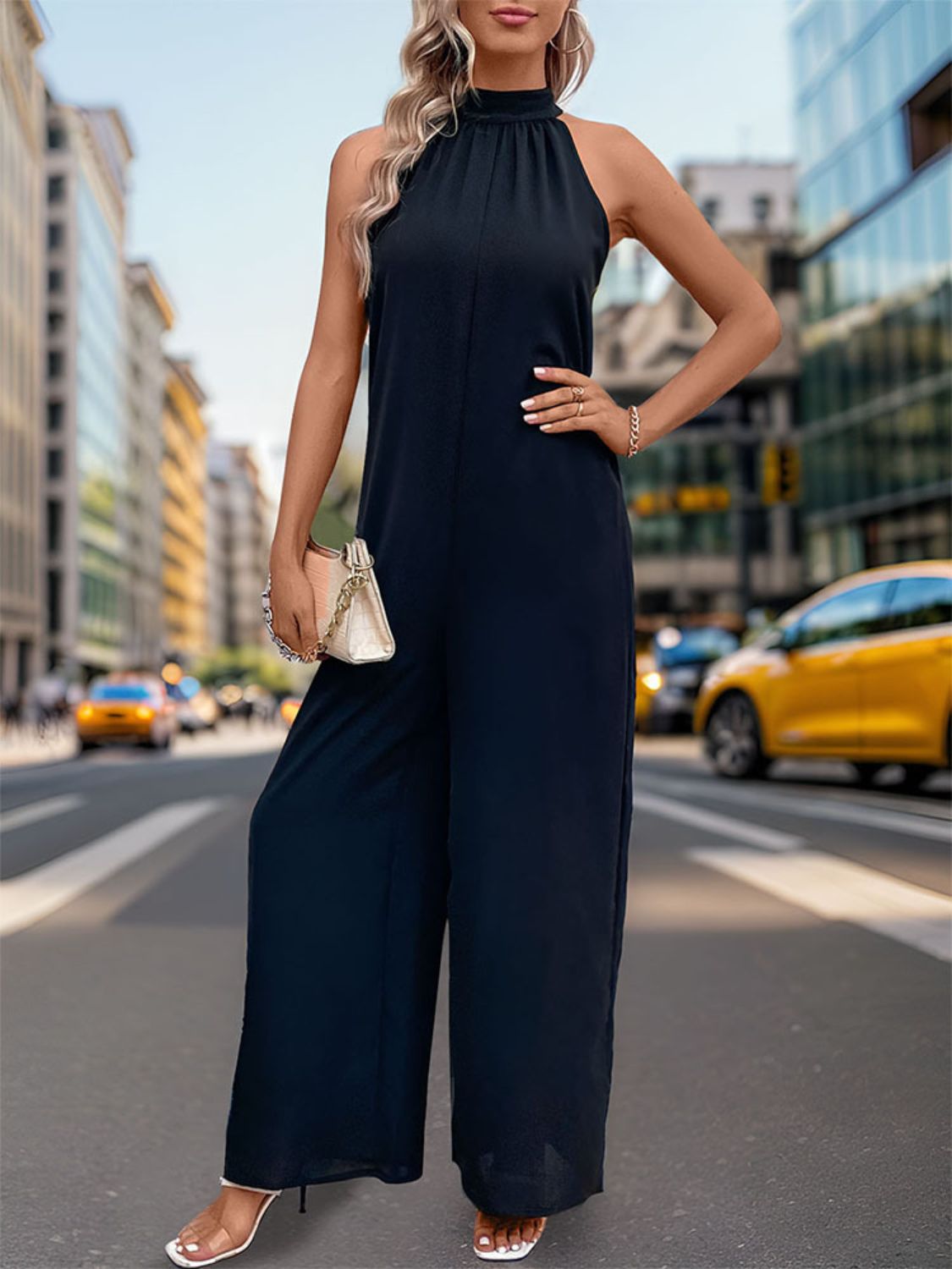 Perfee Tied Grecian Wide Leg Jumpsuit - The Daily Makeover