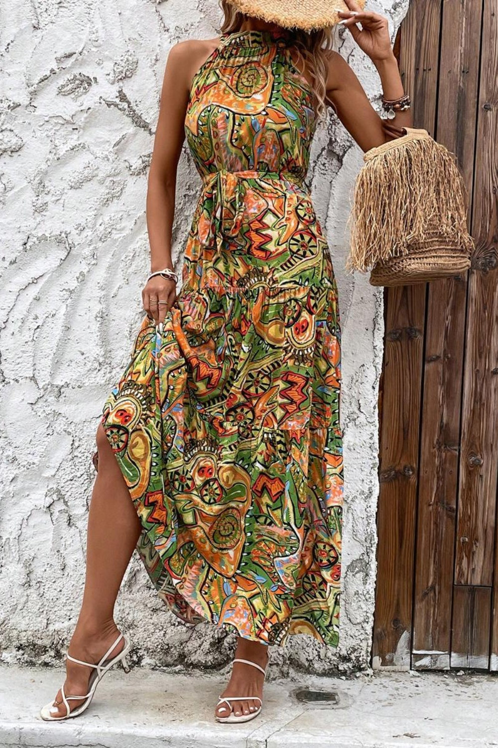 Tied Floral Sleeveless Dress - The Daily Makeover