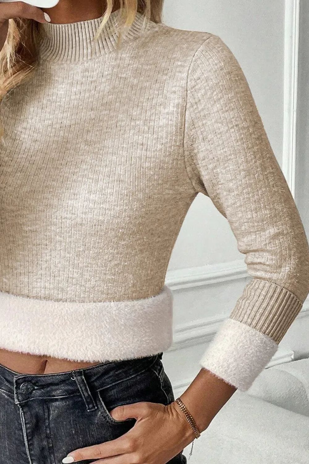 Mock Neck Long Sleeve Sweater - The Daily Makeover