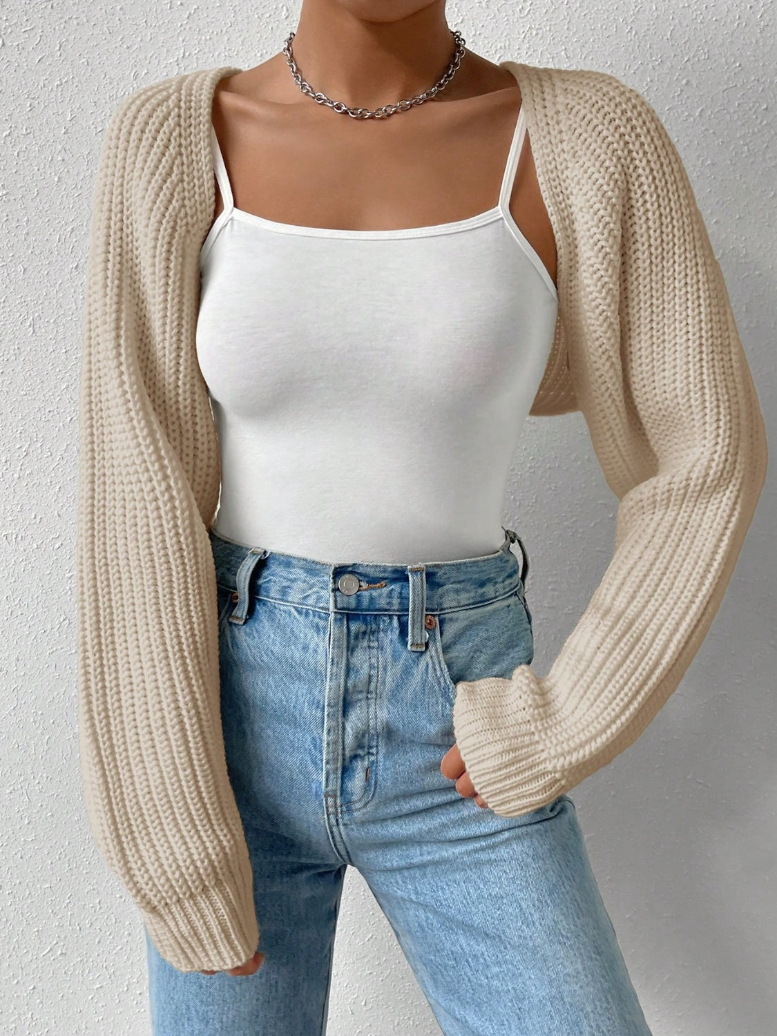 Honey Open Front Long Sleeve Cropped Cardigan - The Daily Makeover