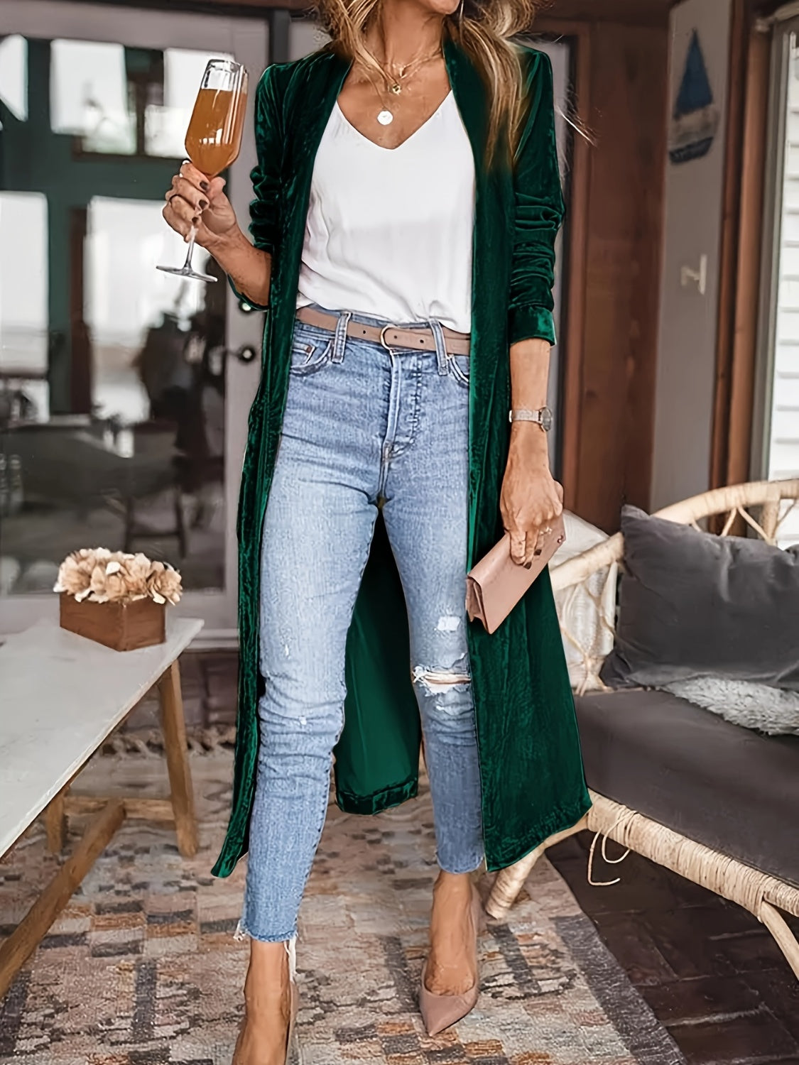 Open Front Long Sleeve Coat - The Daily Makeover