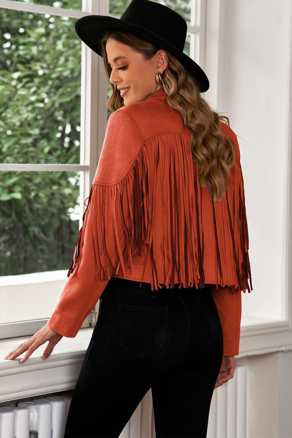 Fringe Trim Lapel Collar Cropped Blazer - The Daily Makeover