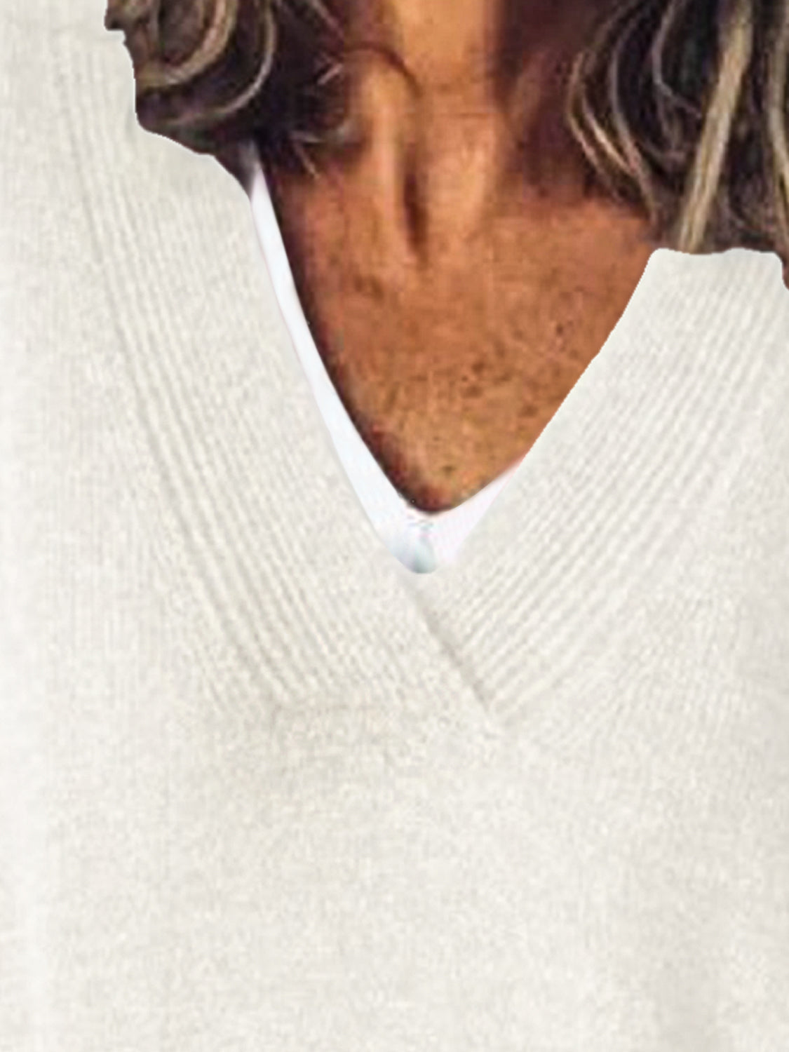 V-Neck Dropped Shoulder Sweater - The Daily Makeover