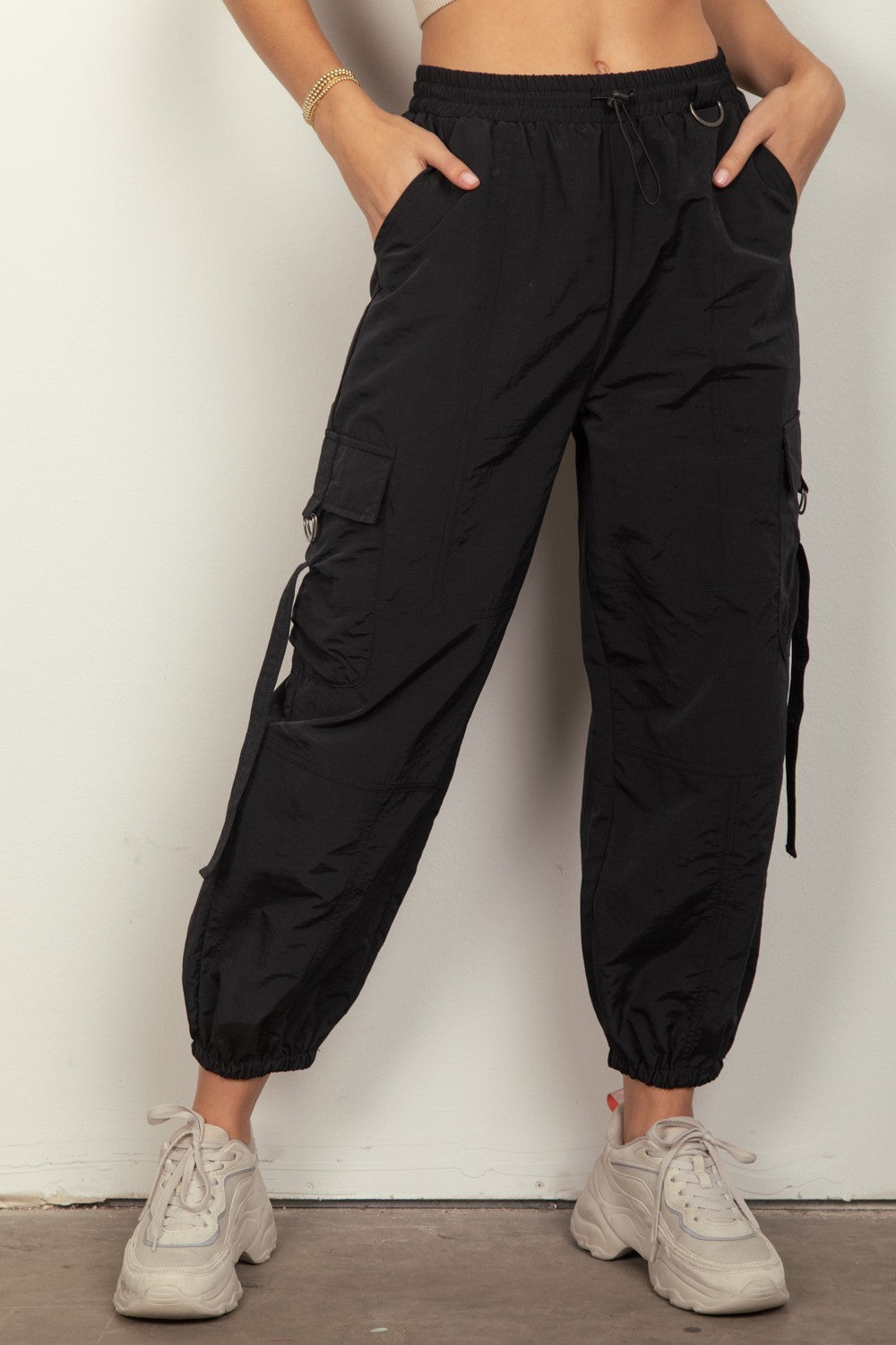 VERY J Elastic Waist Woven Cargo Pants - The Daily Makeover