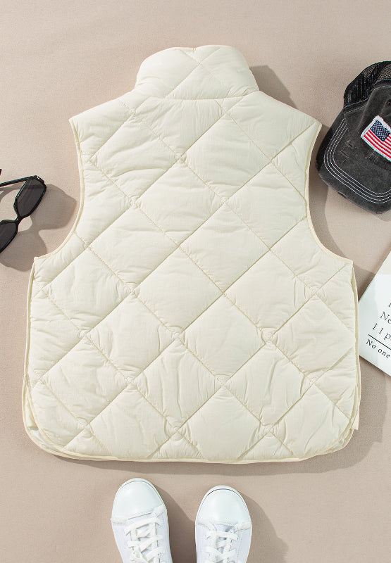 Snap Down Texture Vest Coat with Pockets - The Daily Makeover