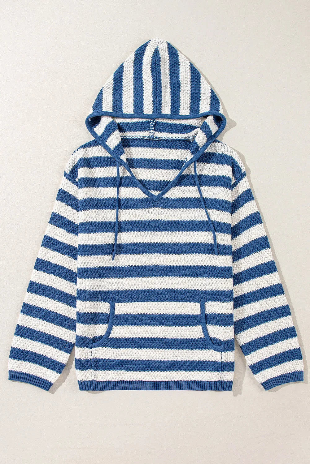 Drawstring Striped Long Sleeve Hooded Sweater - The Daily Makeover