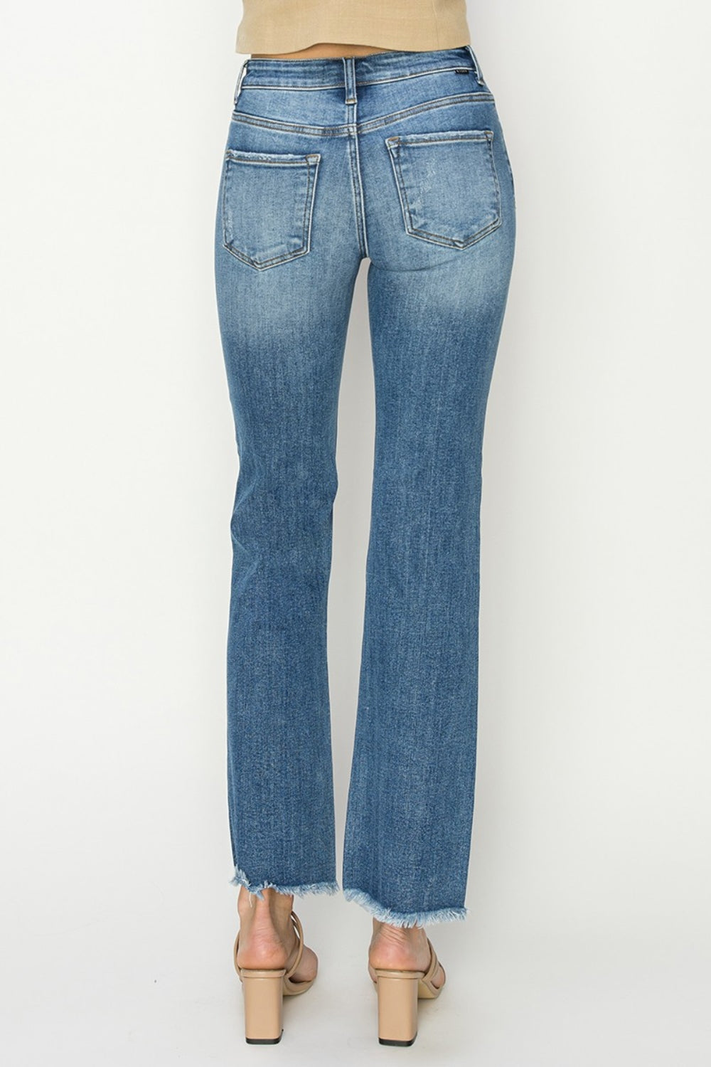Mid-Rise Frayed Hem Bootcut Jeans - The Daily Makeover