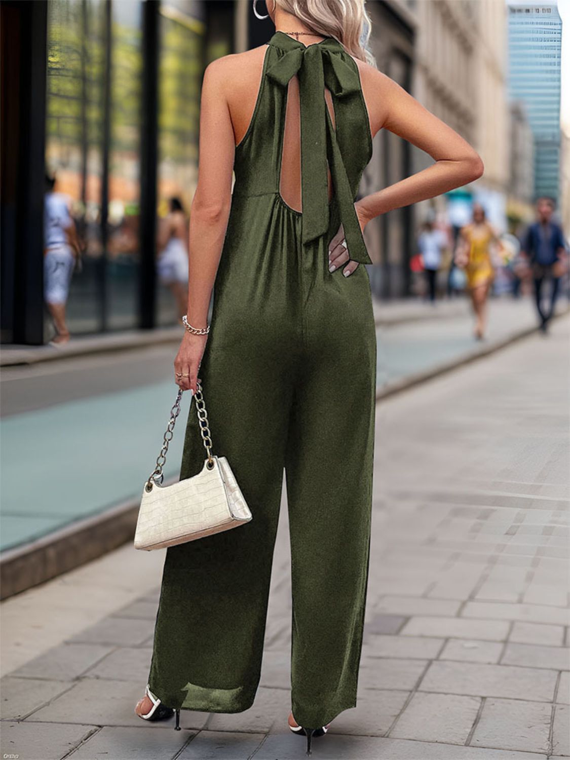 Perfee Tied Grecian Wide Leg Jumpsuit - The Daily Makeover
