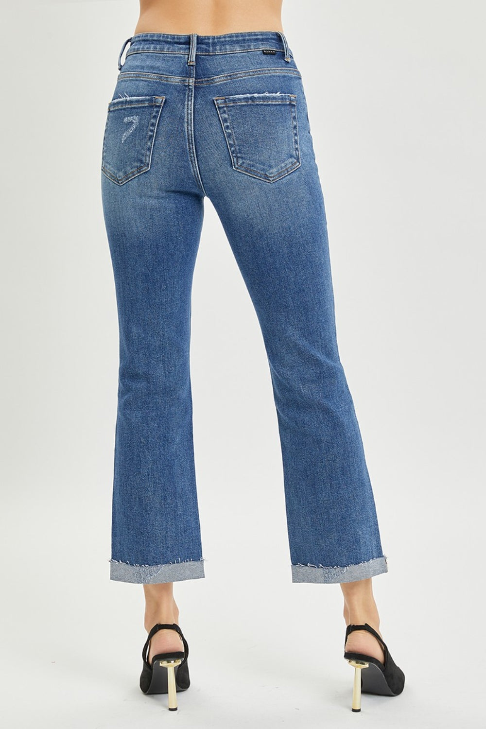 Full Size Button Fly Cropped Bootcut Jeans - The Daily Makeover