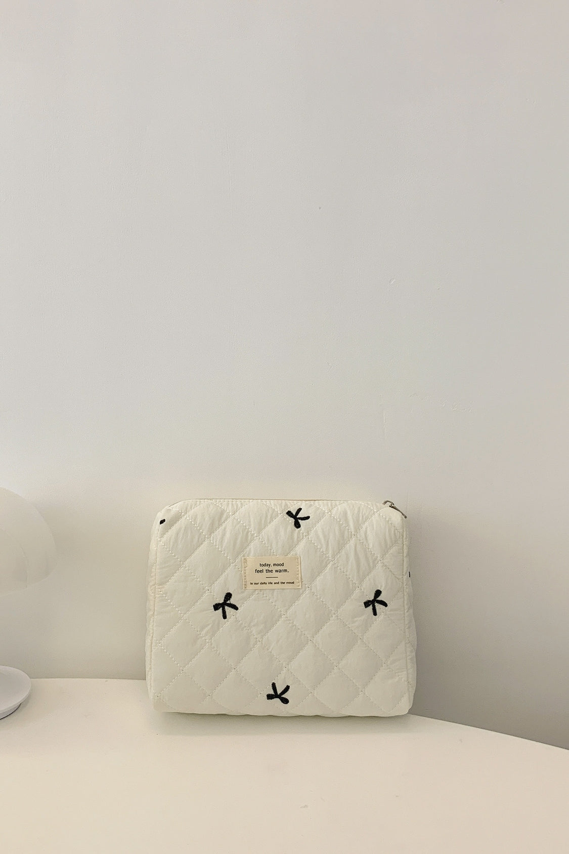 Bow Embroidered Quilted Storage Bag - The Daily Makeover