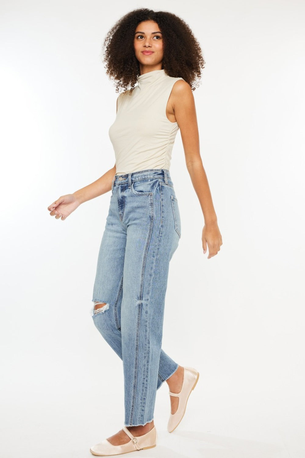 Kancan Ultra High Rise Distressed Straight Jeans - The Daily Makeover