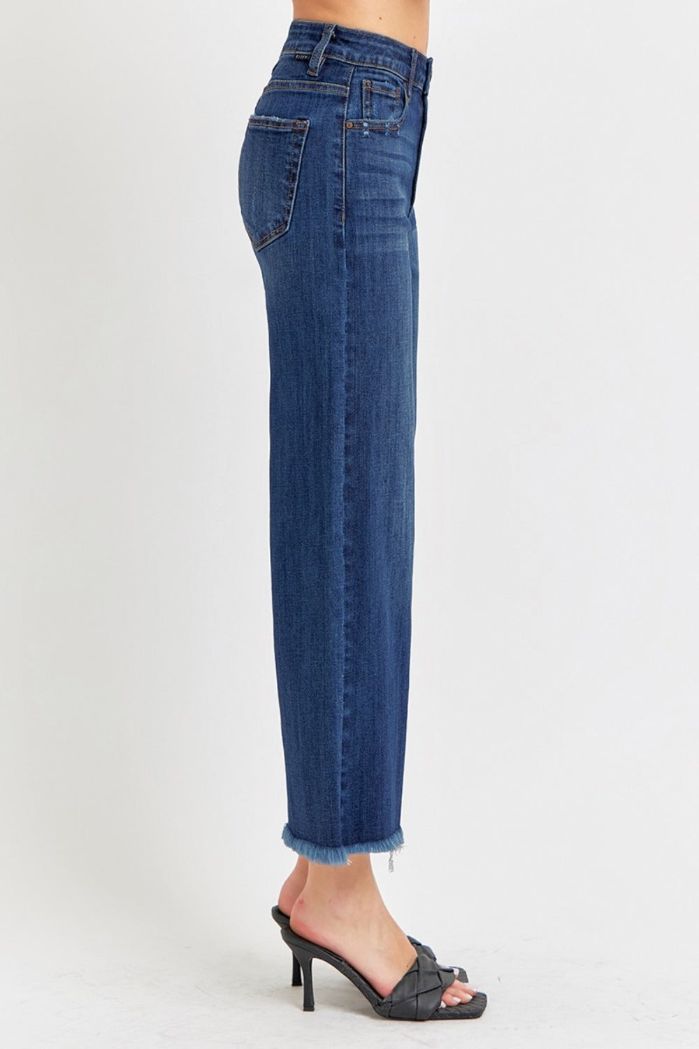 Full Size Raw Hem Cropped Wide Leg Jeans - The Daily Makeover