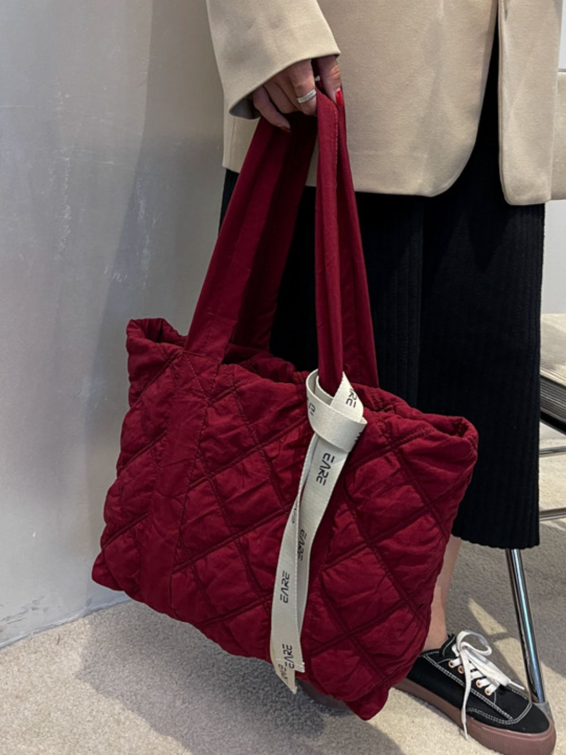Quilted Nylon Large Tote Bag - The Daily Makeover