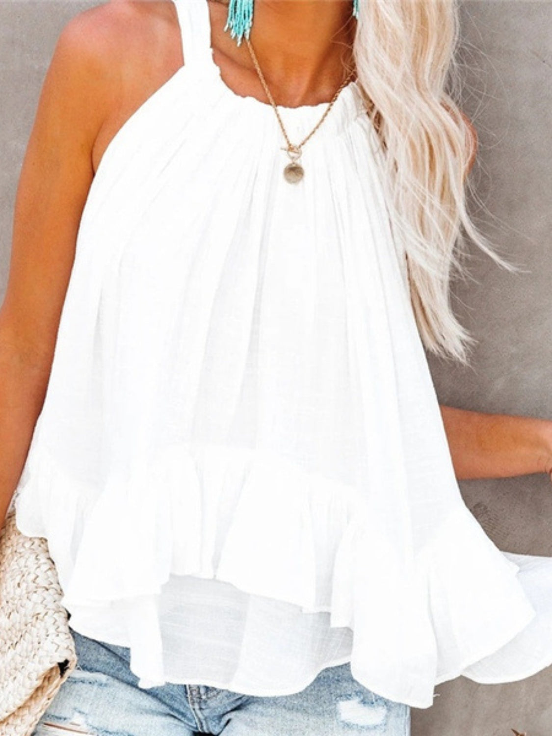Full Size Ruched Round Neck Tank - The Daily Makeover