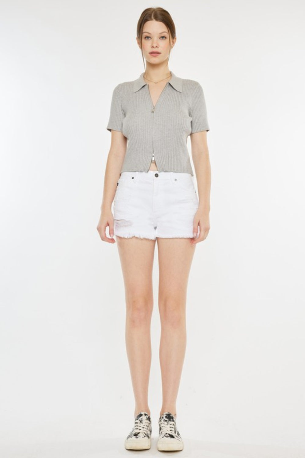 Kancan Raw Hem Distressed Denim Shorts - The Daily Makeover
