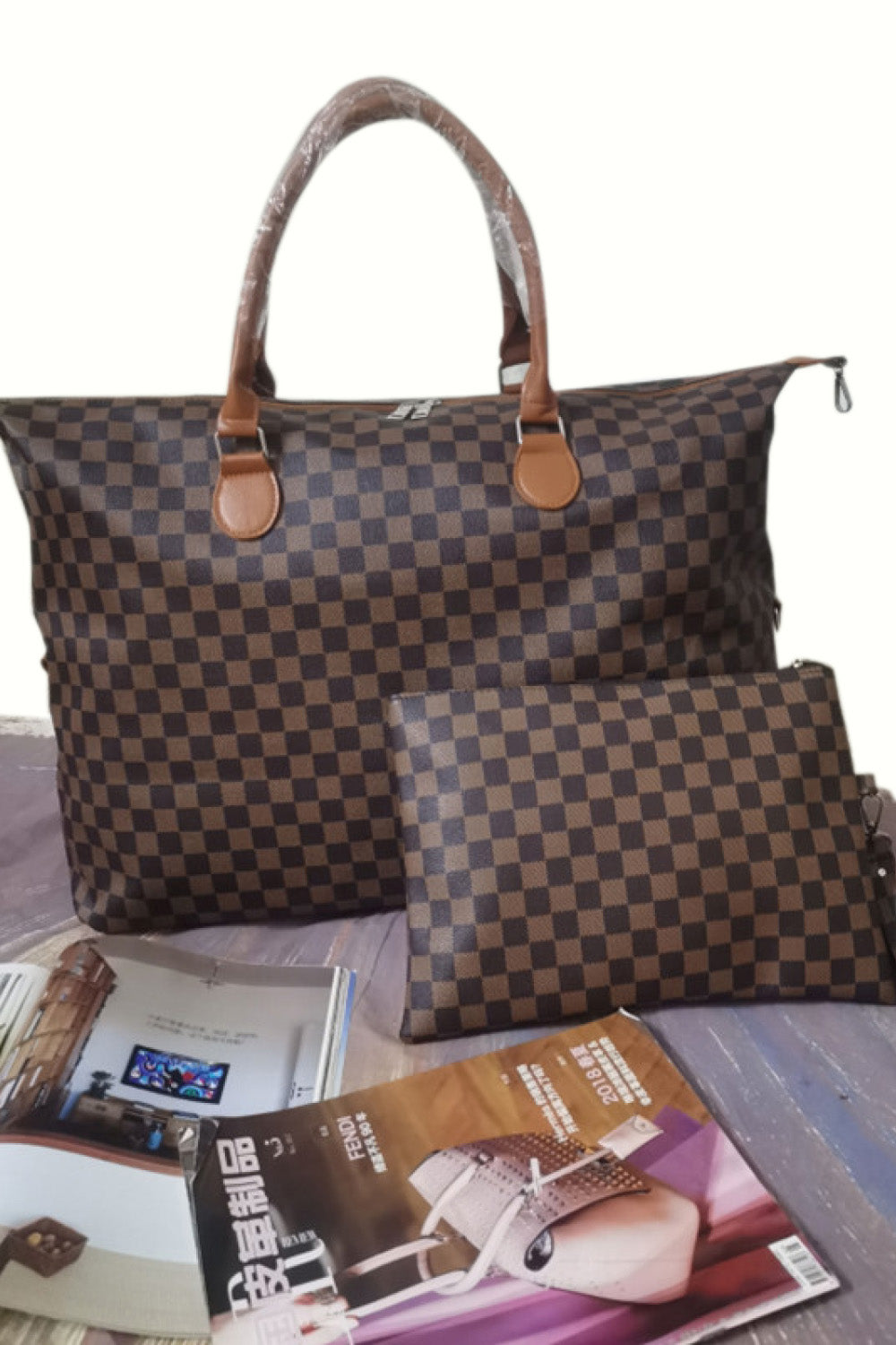 Checkered Two-Piece Bag Set - The Daily Makeover