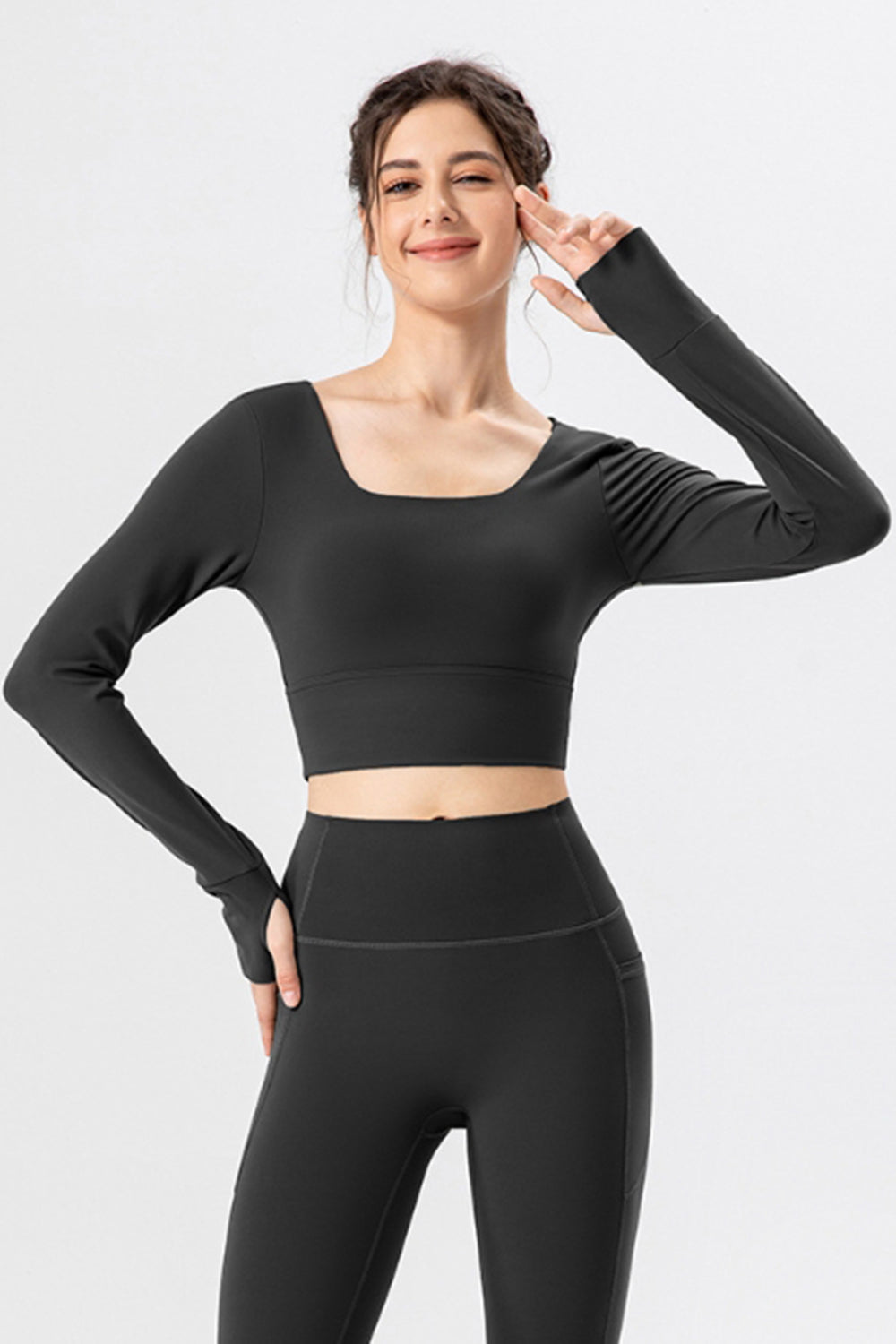 Square Neck Crisscross Active T-Shirt - The Daily Makeover