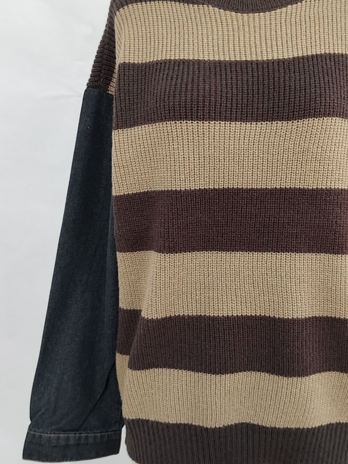 Contrast Round Neck Long Sleeve Sweater - The Daily Makeover