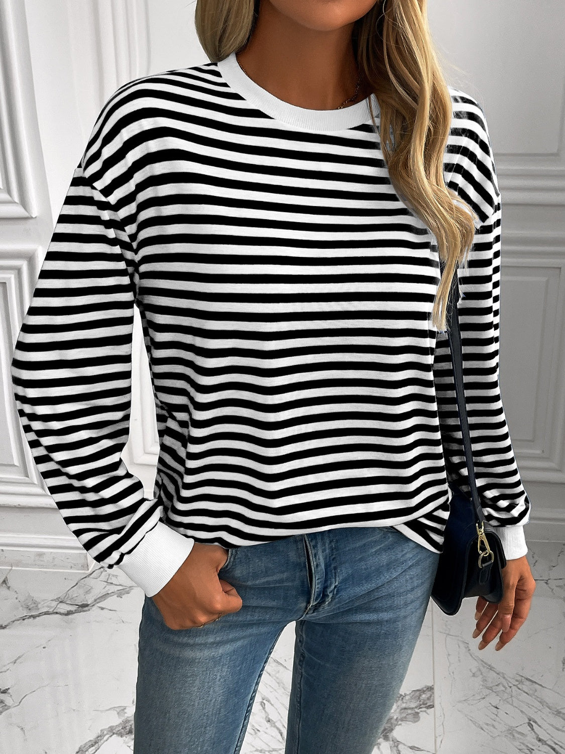Ivy Lane Striped Round Neck Long Sleeve Sweatshirt - The Daily Makeover