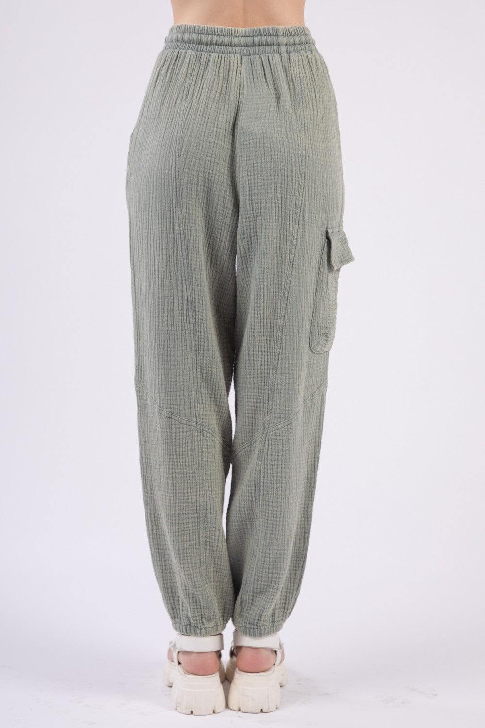 VERY J Washed Woven Crinkle Gauze Drawstring Pants - The Daily Makeover