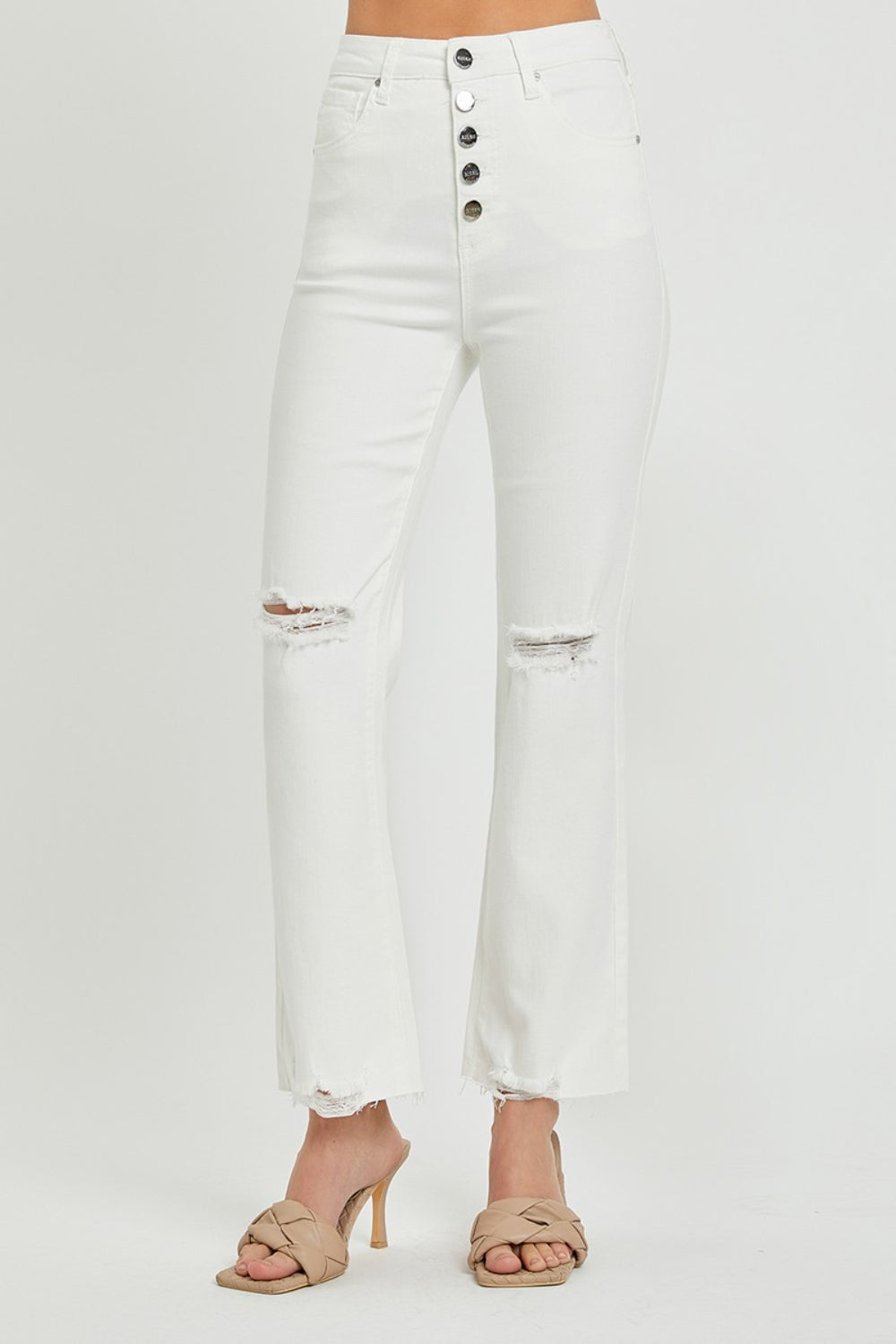 Full Size High Rise Button Fly Straight Ankle Jeans - The Daily Makeover