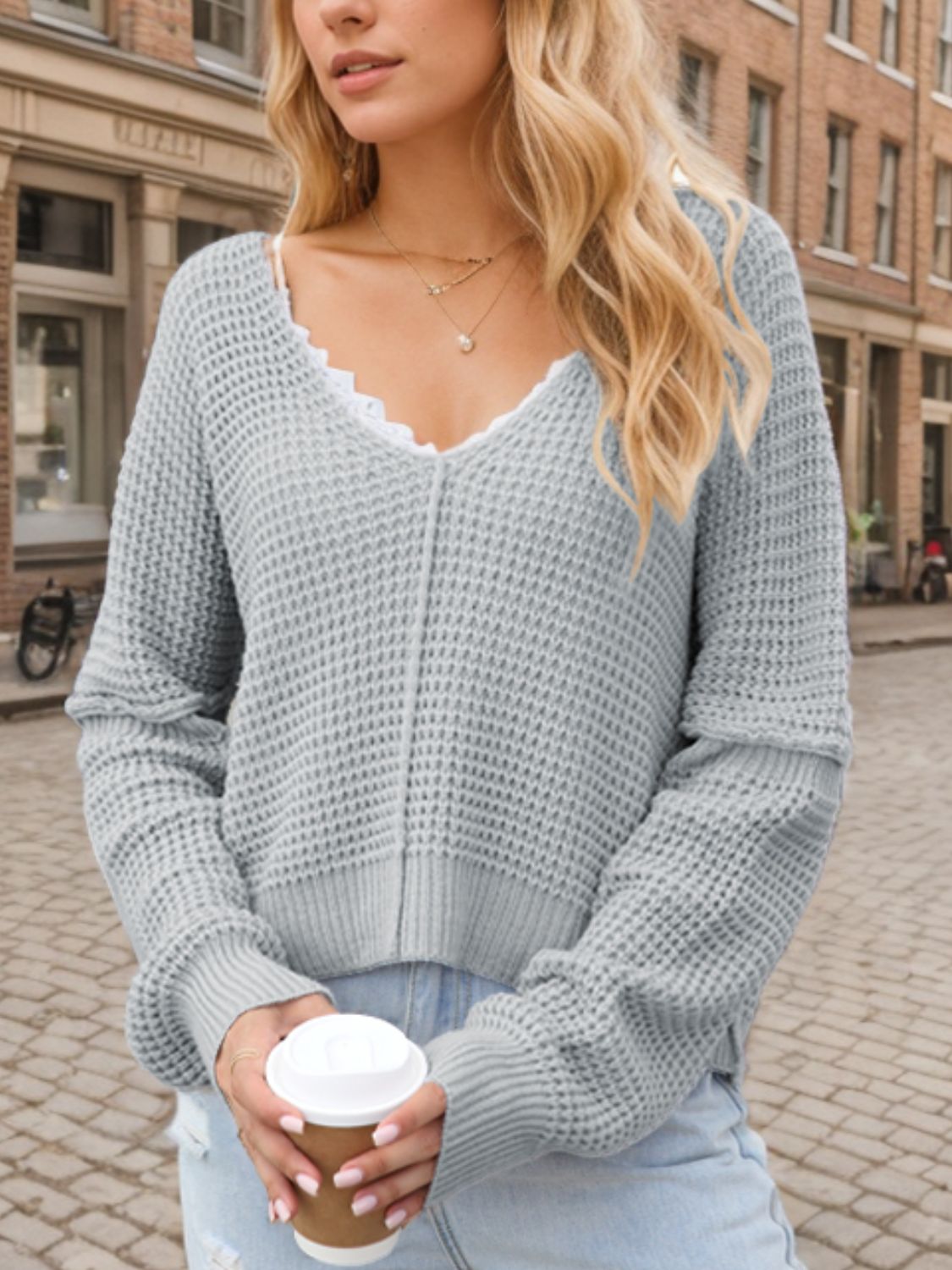 V-Neck Long Sleeve Sweater - The Daily Makeover