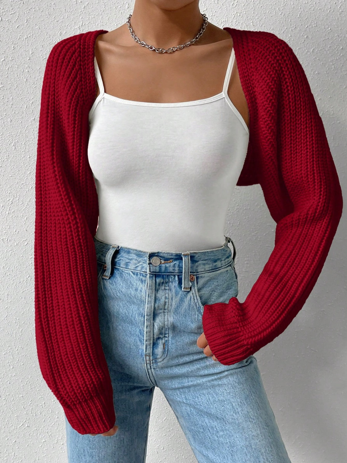 Honey Open Front Long Sleeve Cropped Cardigan - The Daily Makeover