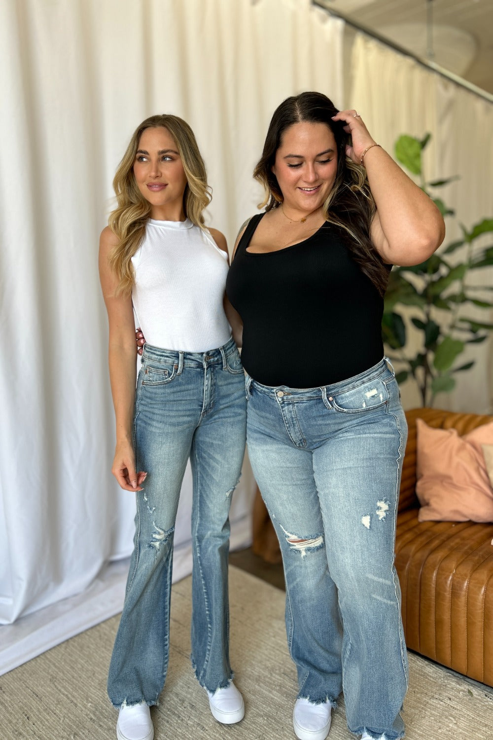 Judy Blue Full Size Medium Rise Tummy Control Destroy Flare - The Daily Makeover