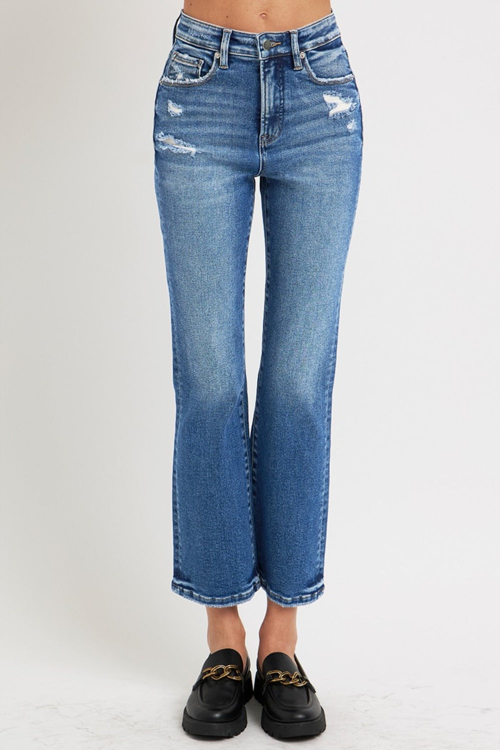 Full Size Tummy Control High Rise Crop Bootcut Jeans