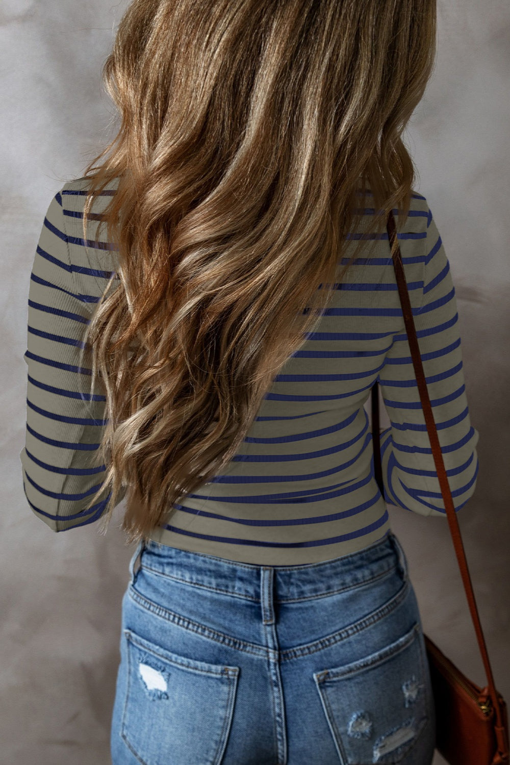Striped V-Neck Long Sleeve Top - The Daily Makeover