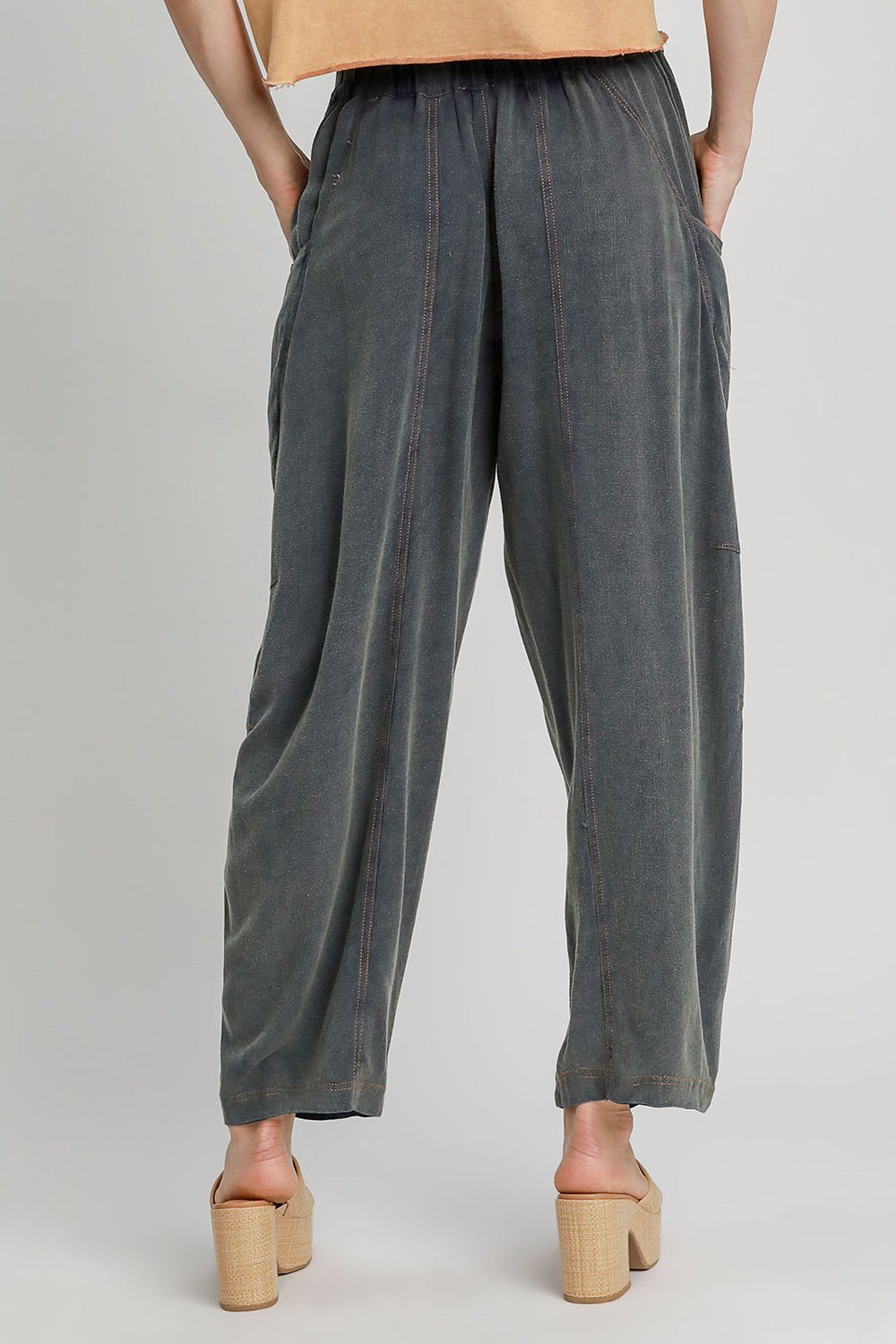 Umgee Elastic Waist Baggy Fit Pants with Pockets - The Daily Makeover