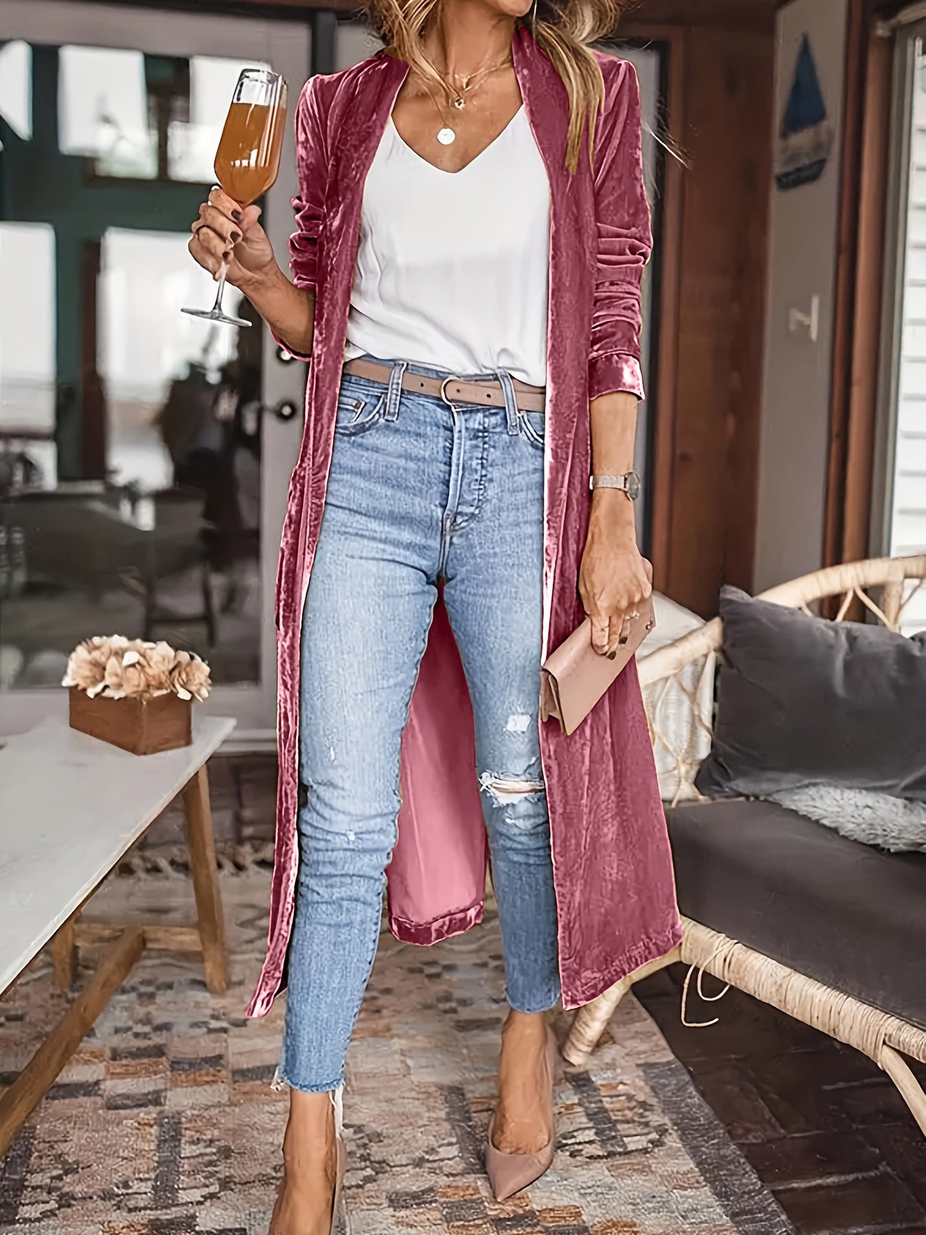 Open Front Long Sleeve Coat - The Daily Makeover