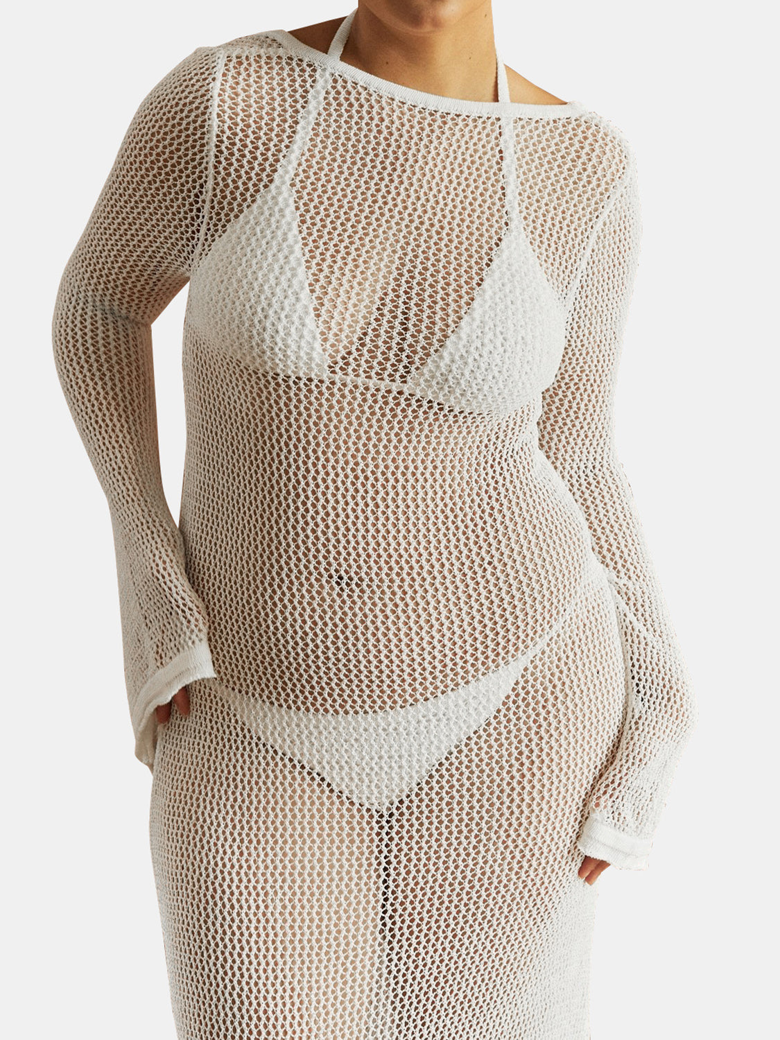Openwork Backless Flare Sleeve Cover-Up Dress - The Daily Makeover