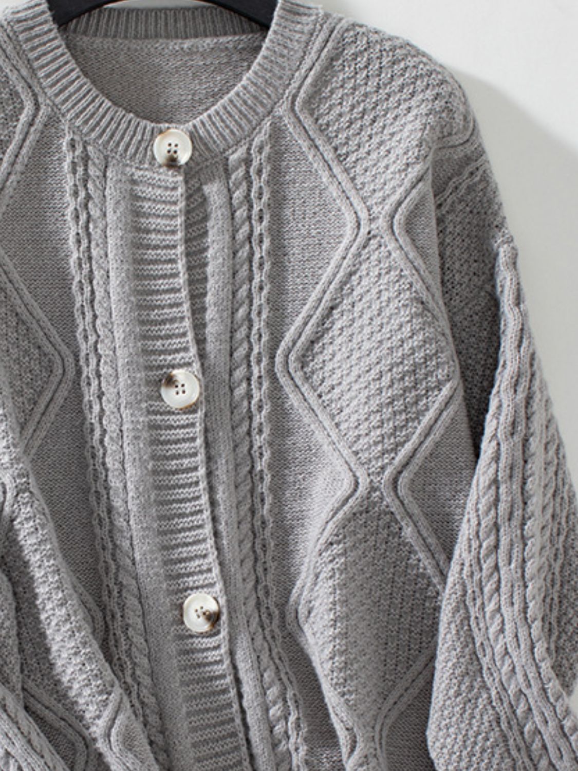 Cable-Knit Round Neck Button Up Cardigan - The Daily Makeover