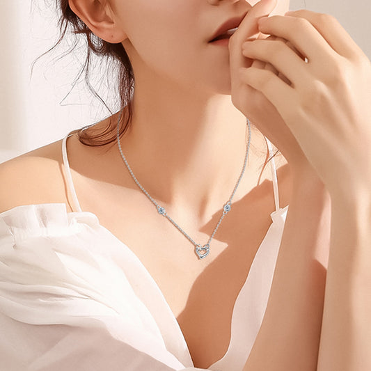 Moissanite 925 Sterling Silver Heart Necklace - The Daily Makeover