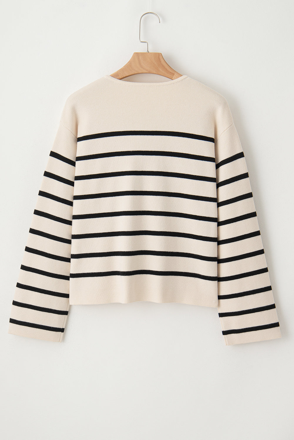 Striped Button Up Round Neck Cardigan - The Daily Makeover