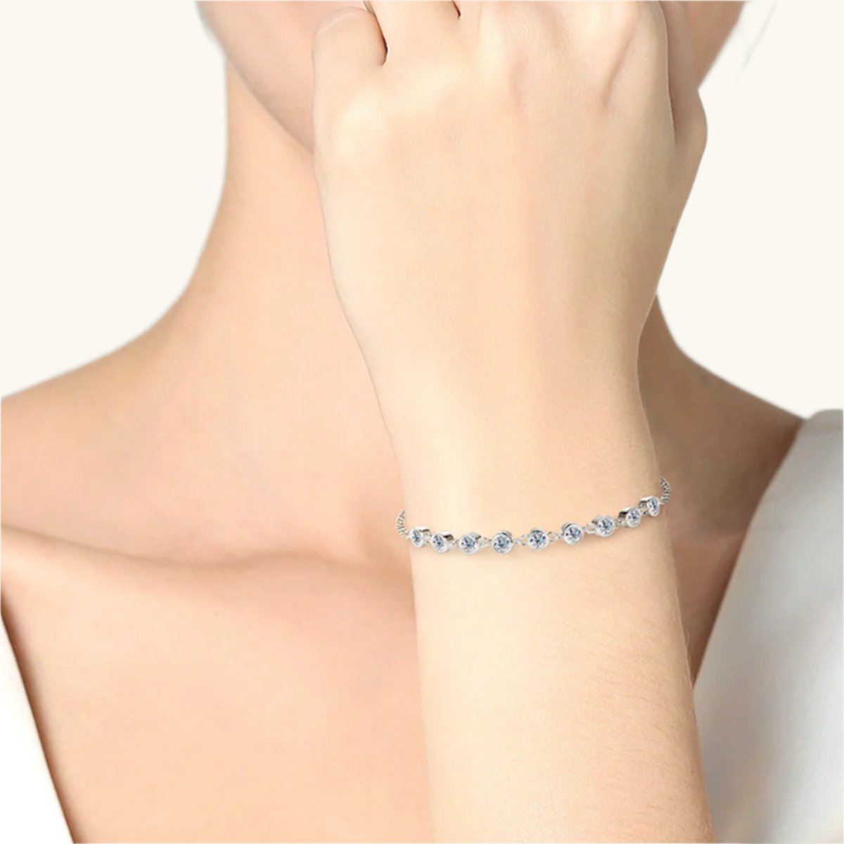 Inlaid Moissanite 925 Sterling Silver Bracelet - The Daily Makeover