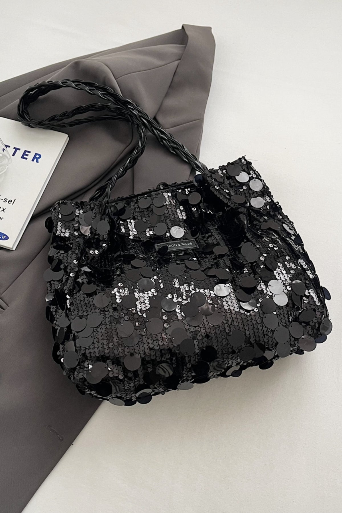 Sequin Braided Strap Shoulder Bag - The Daily Makeover
