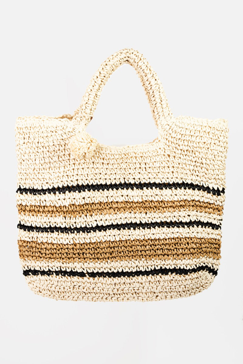 Fame Striped Straw Braided Tote Bag - The Daily Makeover