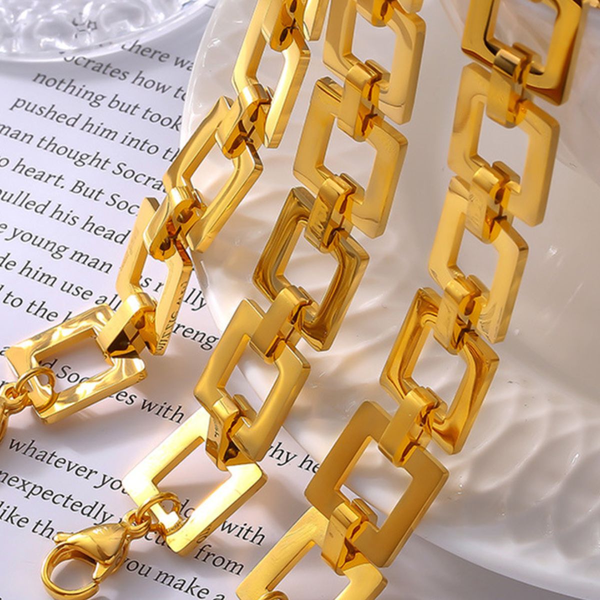 Titanium Steel Hollow Square Chain Bracelet - The Daily Makeover
