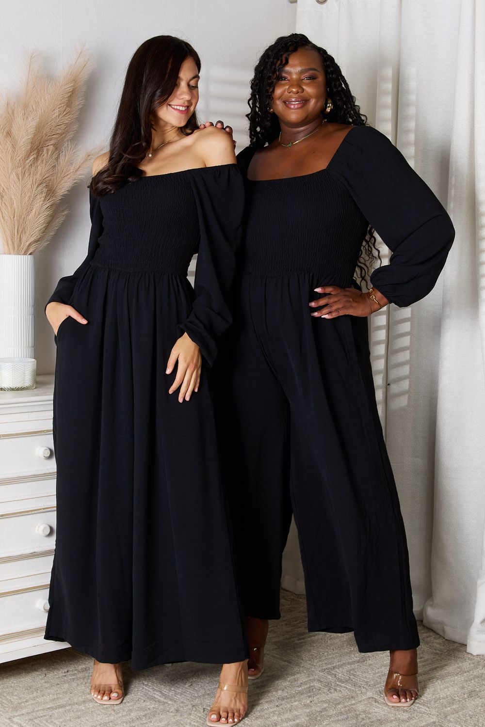Double Take Square Neck Jumpsuit with Pockets - The Daily Makeover