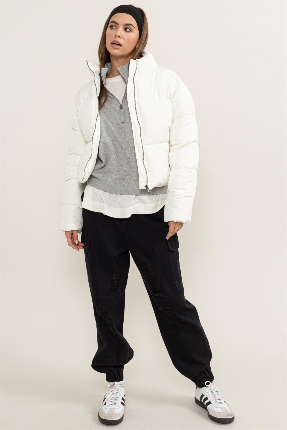 HYFVE Quilted Back Drawstring Puffer Jacket - The Daily Makeover