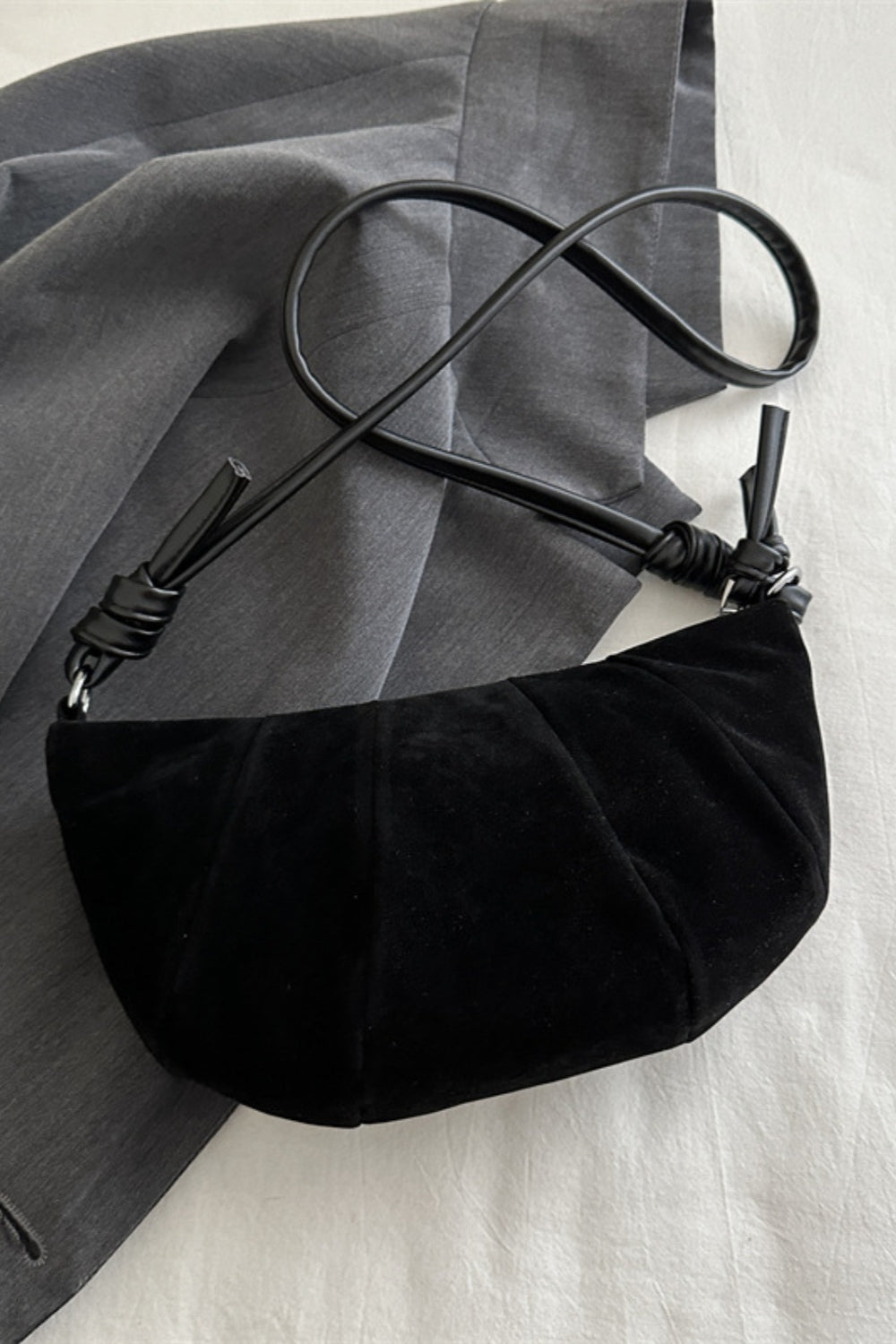 Suede Croissant Shape Shoulder Bag - The Daily Makeover