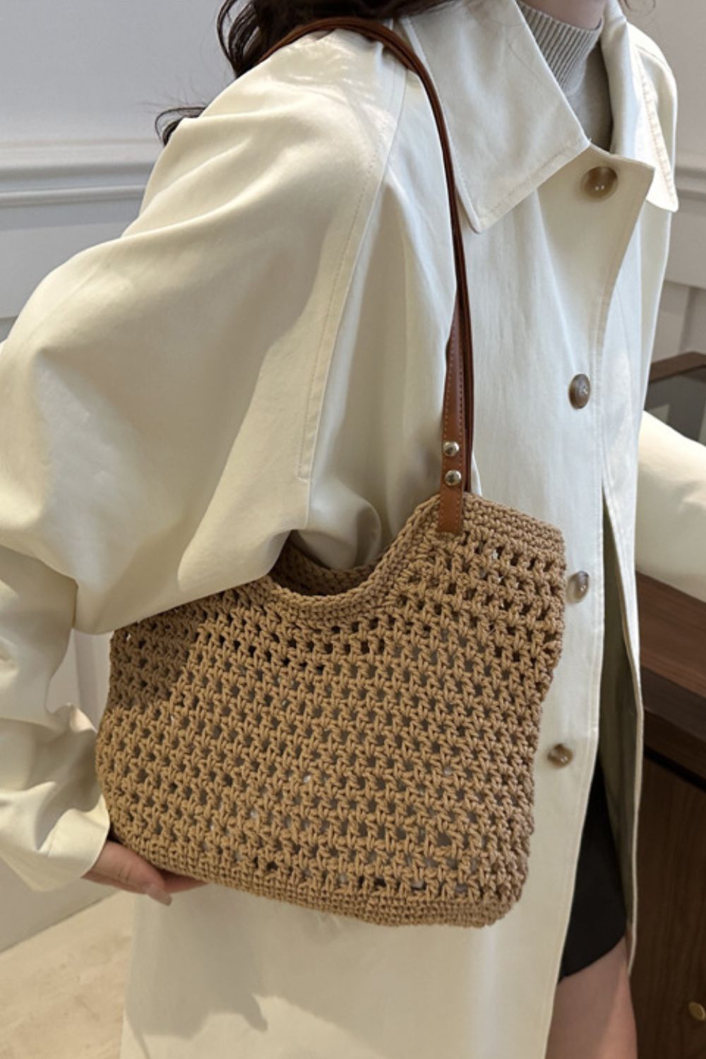 Openwork Woven Tote Bag - The Daily Makeover