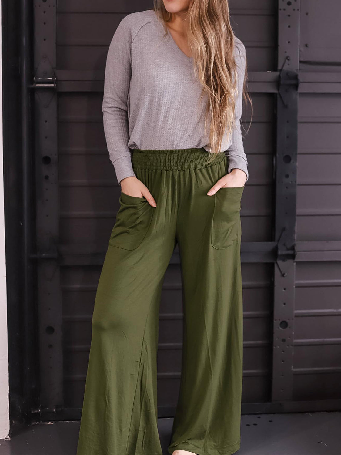 Pocketed Elastic Waist Wide Leg Pants - The Daily Makeover